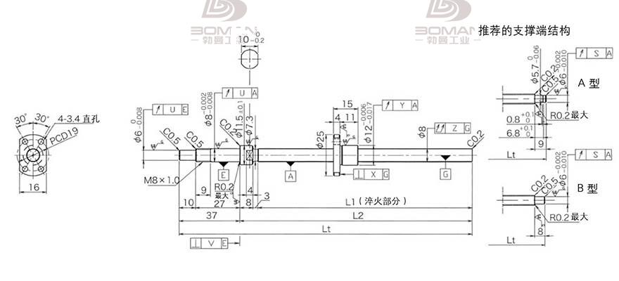 KURODA DP0801JS-HDNR-0180B-C3S 黑田丝杆代用