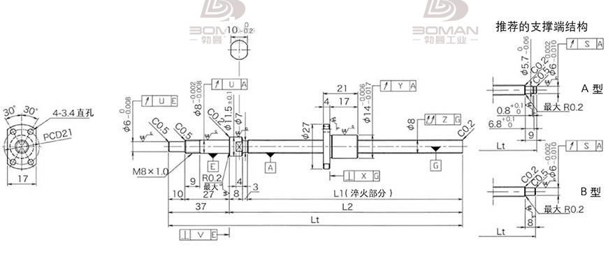 KURODA DP0802JS-HDNR-0180B-C3S 黑田精工丝杆安装